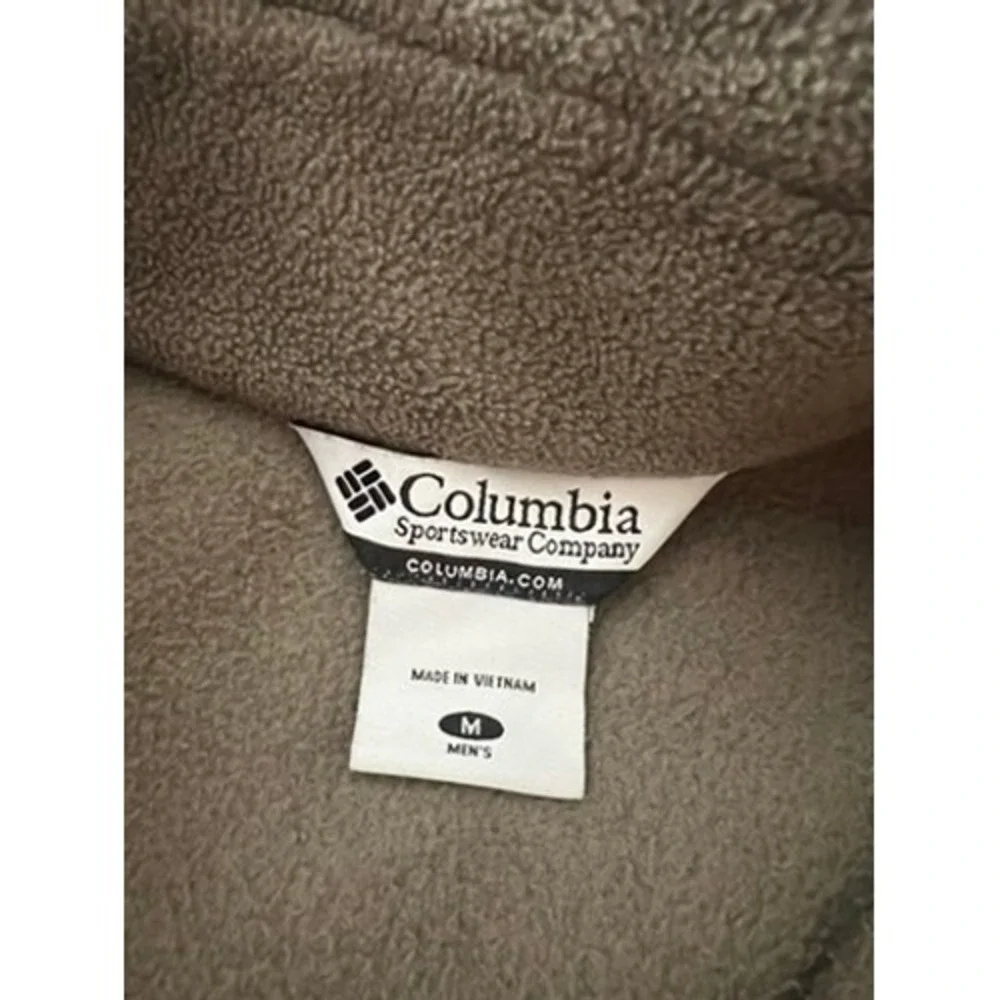 Columbia‎ Mens Full Zip Fleece Jacket Tan Brown Outdoor Hiking Layer Medium